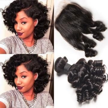 Glow-Up 10A Grade Brazilian 3/4 Funmi Hair Human Hair bundles with 4x4 Closure