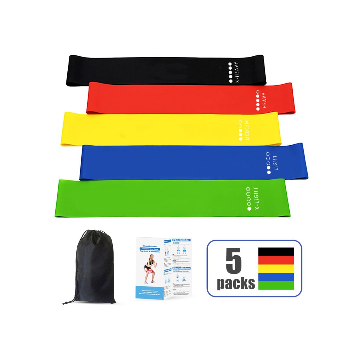 💪 Clicia's Joy Flex & Stretch Resistance Band Set – 5 Piece Fitness Kit