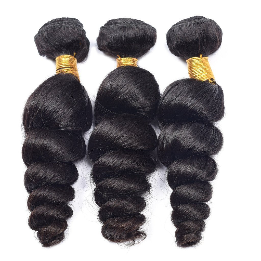 Glow-Up BeuMAX 10A Grade 3/4 Loose Wave Bundles Peruvian Human Hair Extensions
