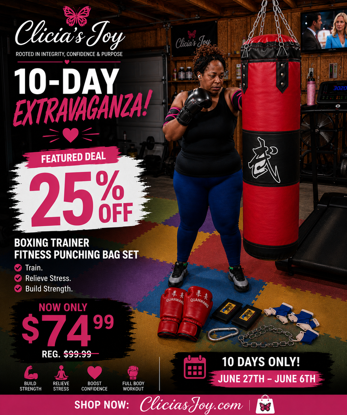 Clicia's Joy Boxing Trainer Fitness Punching Bag Set