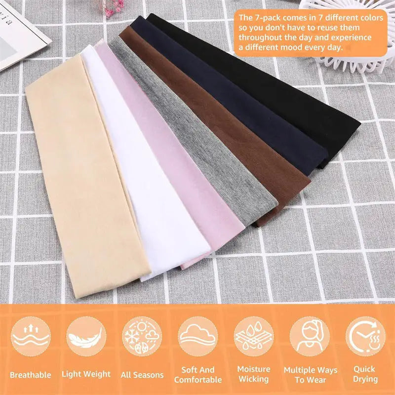 🌟 Clicia's Joy FlexFit™ Stretch Sports Headband Set (7-Pack)