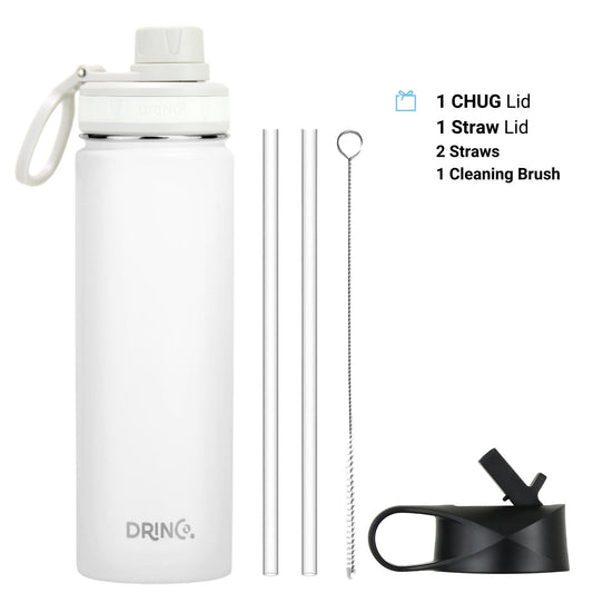 💧 Clicia's Joy Premium 22oz Stainless Steel Sport Bottle - Artic White