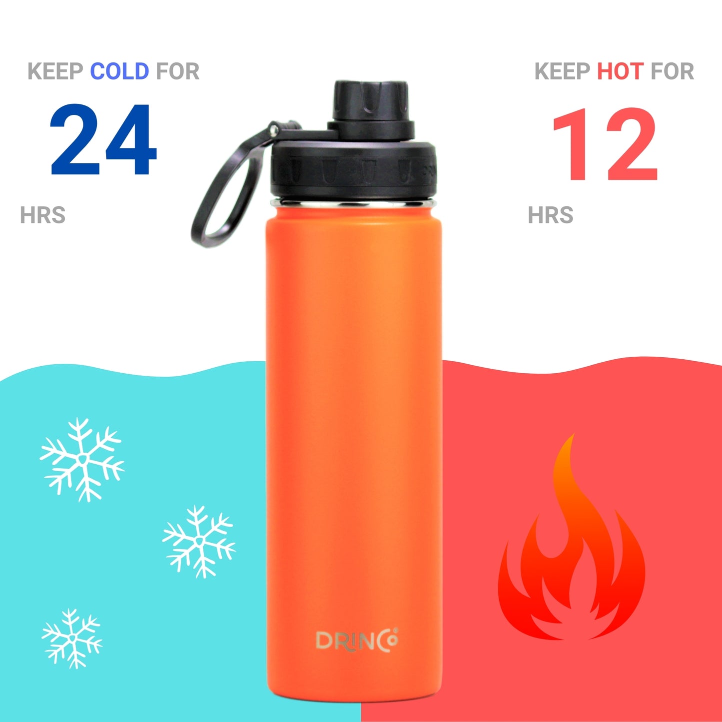 💧 Clicia's Joy Premium 22oz Stainless Steel Sport Bottle - Orange