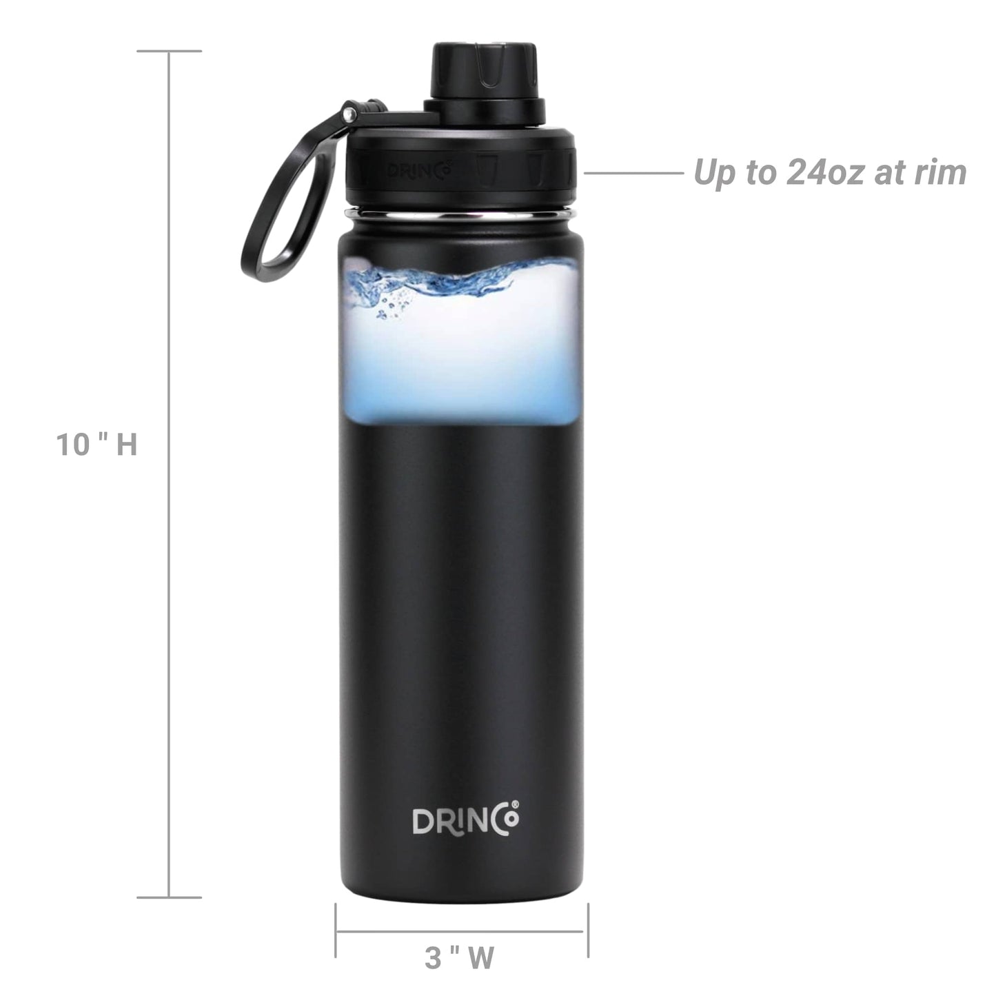 💧 Clicia's Joy Premium 22oz Stainless Steel Sport Bottle - Black