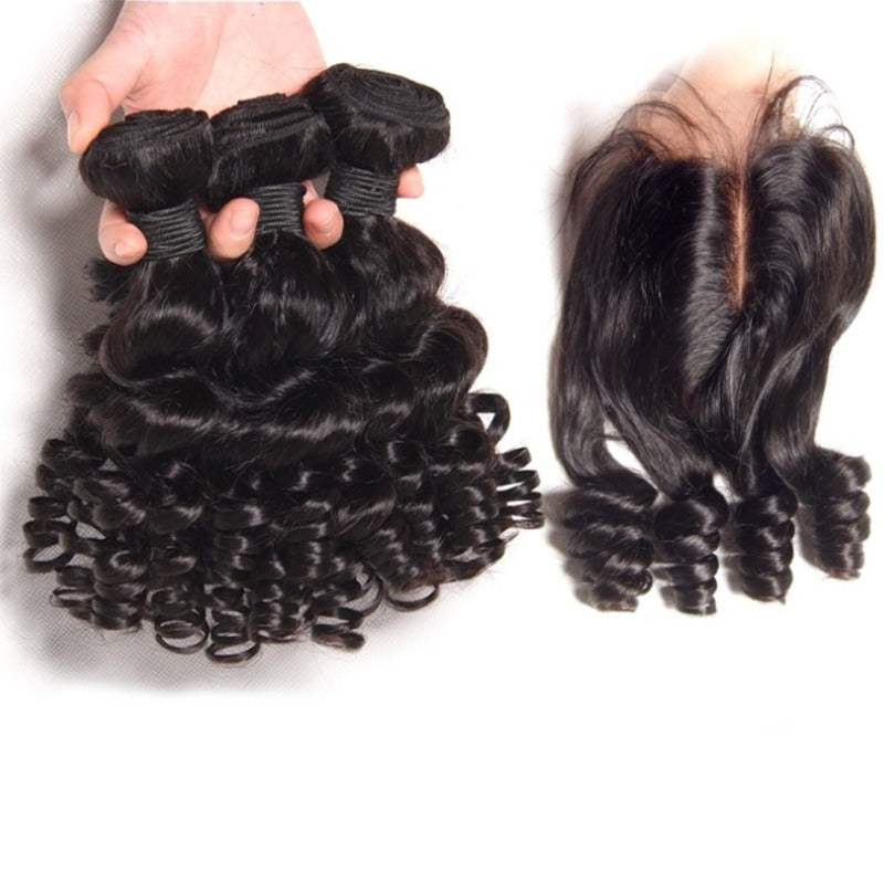 Glow-Up 10A Grade Brazilian 3/4 Funmi Hair Human Hair bundles with 4x4 Closure