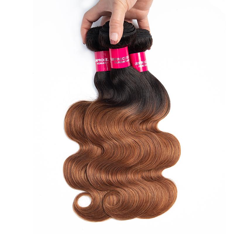Glow-Up Brazilian body wave Human Hair Bundles T1b 30 Ombre Body Wave Virgin