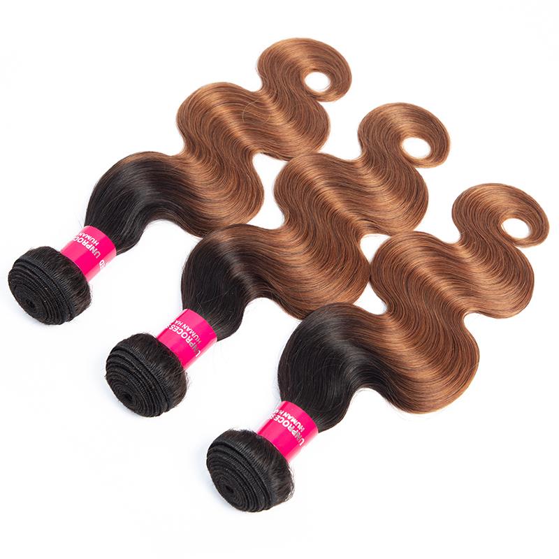 Glow-Up Brazilian body wave Human Hair Bundles T1b 30 Ombre Body Wave Virgin