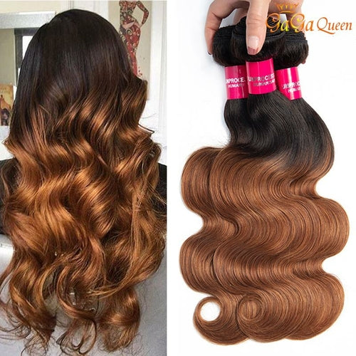 Glow-Up Brazilian body wave Human Hair Bundles T1b 30 Ombre Body Wave Virgin