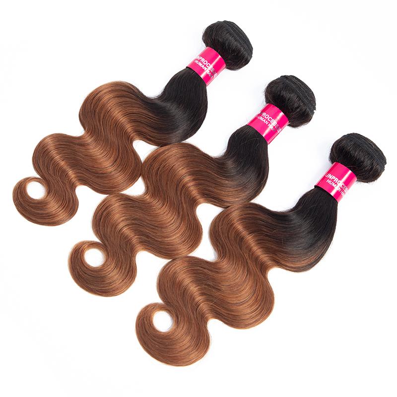 Glow-Up Brazilian body wave Human Hair Bundles T1b 30 Ombre Body Wave Virgin