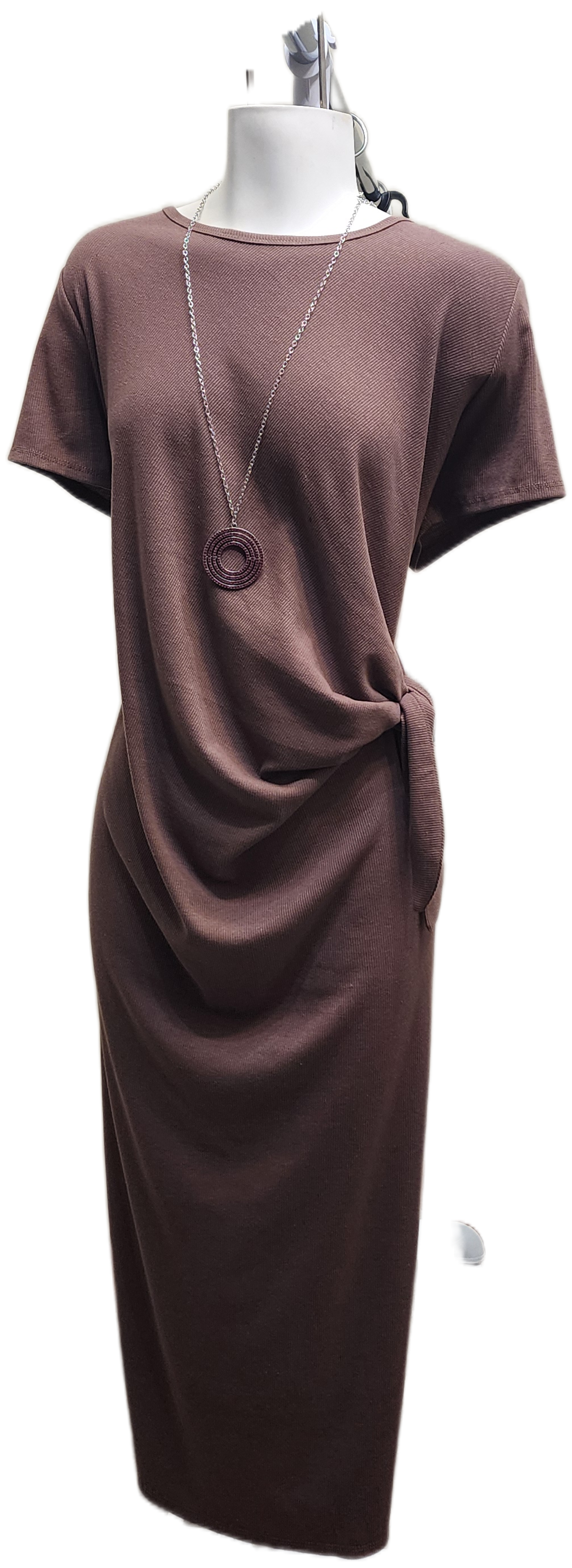 Ribbed Waist Tie Midi Dress